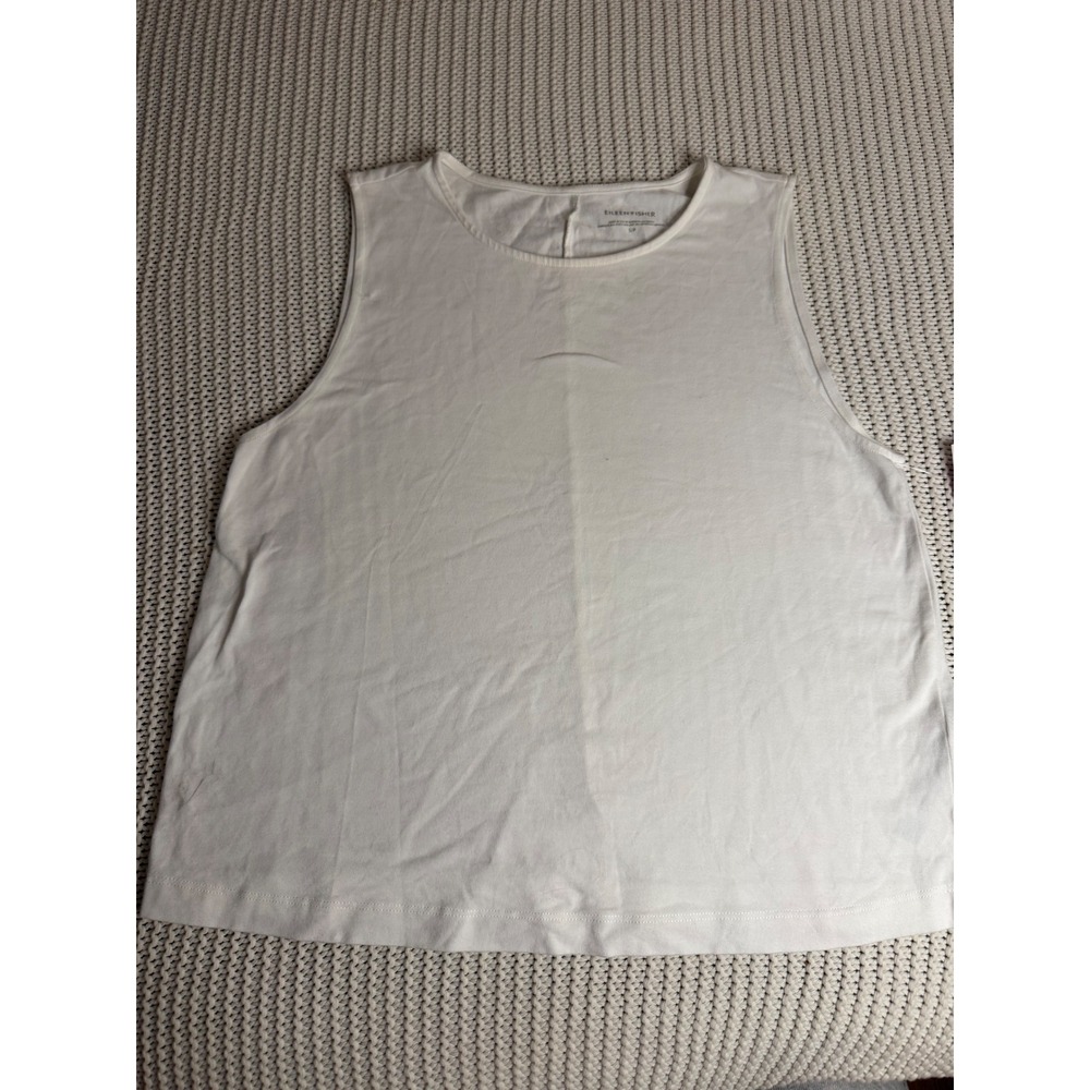Eileen Fisher Womens White Cotton Spandex Sleeveless Tank Top Shell Small S/P